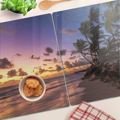 Planche à découper verre Coucher de soleil sur la plage