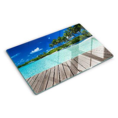 Planche à découper en verre Plage tropicale avec palmiers