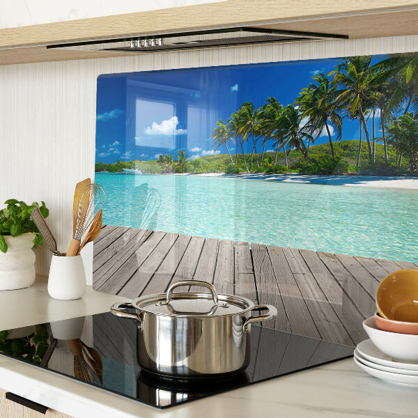 Planche à découper en verre Plage tropicale avec palmiers