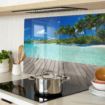 Planche à découper en verre Plage tropicale avec palmiers