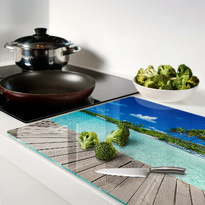 Planche à découper en verre Plage tropicale avec palmiers