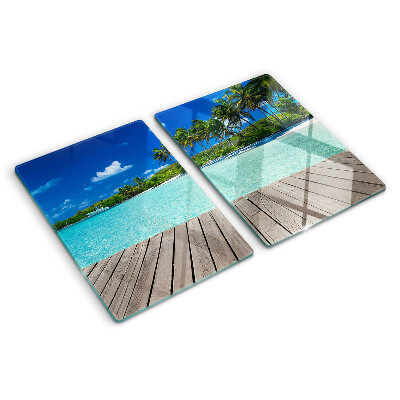 Planche à découper en verre Plage tropicale avec palmiers
