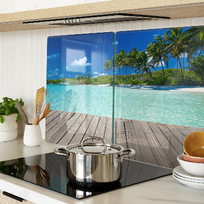 Planche à découper en verre Plage tropicale avec palmiers