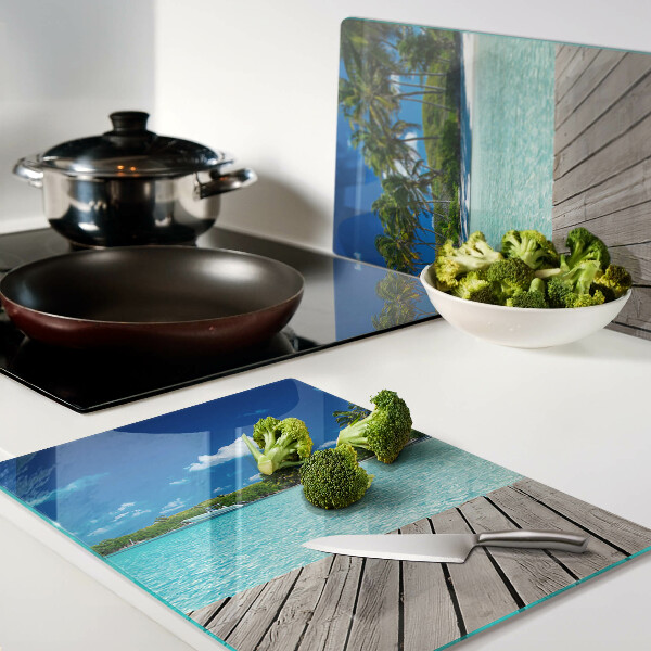 Planche à découper en verre Plage tropicale avec palmiers