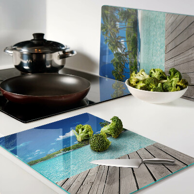 Planche à découper en verre Plage tropicale avec palmiers