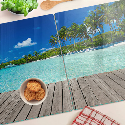 Planche à découper en verre Plage tropicale avec palmiers
