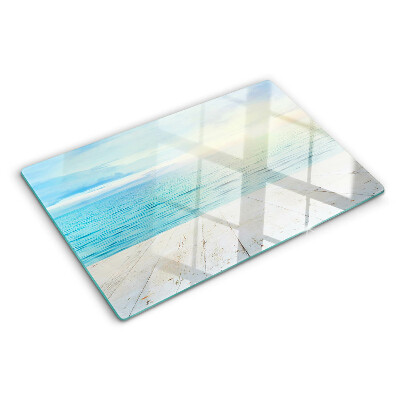 Planche à découper verre La mer et la jetée en bois