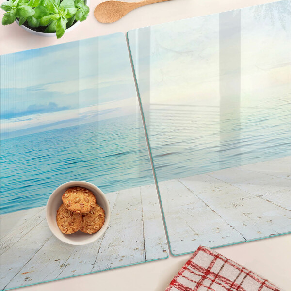 Planche à découper verre La mer et la jetée en bois
