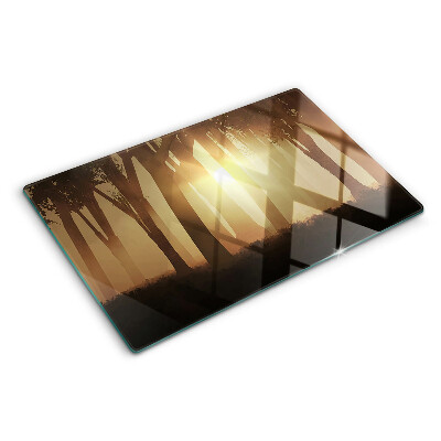 Planche à découper en verre Coucher de soleil dans la forêt