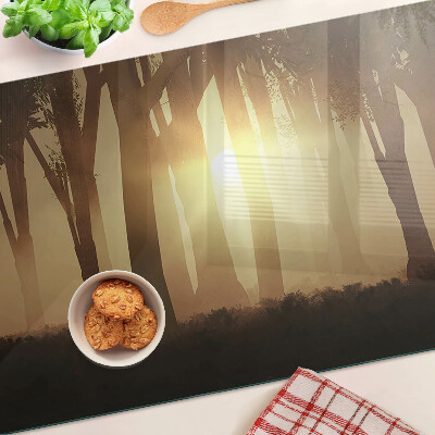 Planche à découper en verre Coucher de soleil dans la forêt