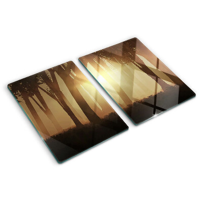 Planche à découper en verre Coucher de soleil dans la forêt