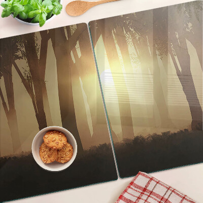 Planche à découper en verre Coucher de soleil dans la forêt