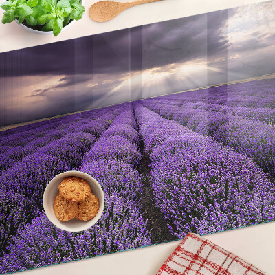 Planche à découper en verre Champ de lavande avec coucher de soleil