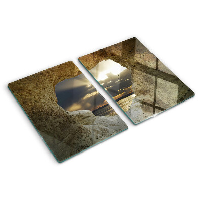 Planche à découper verre Vue sur la mer à travers la grotte
