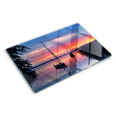 Planche à découper en verre Coucher de soleil sur le lac