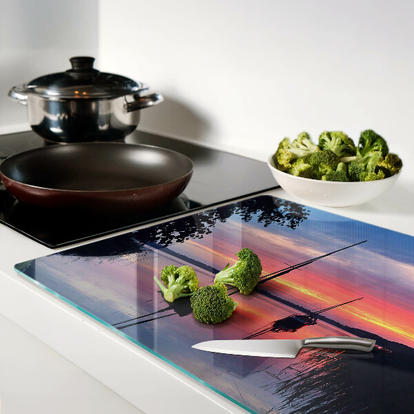 Planche à découper en verre Coucher de soleil sur le lac