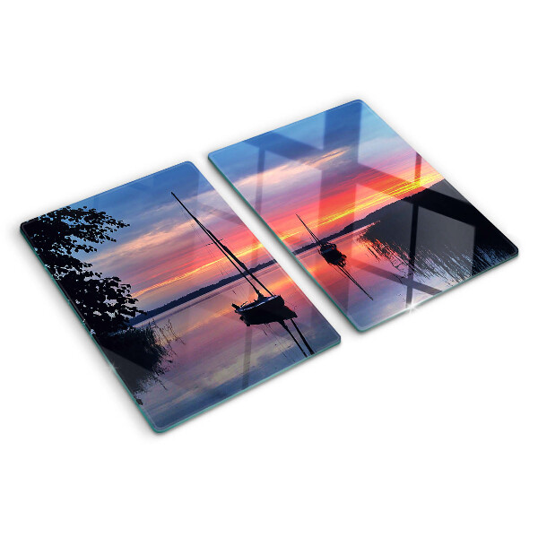 Planche à découper en verre Coucher de soleil sur le lac