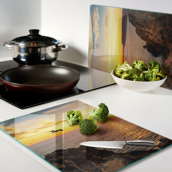 Planche à découper verre Coucher de soleil sur la mer
