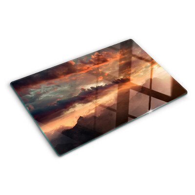 Planche à découper en verre Coucher de soleil sur les montagnes