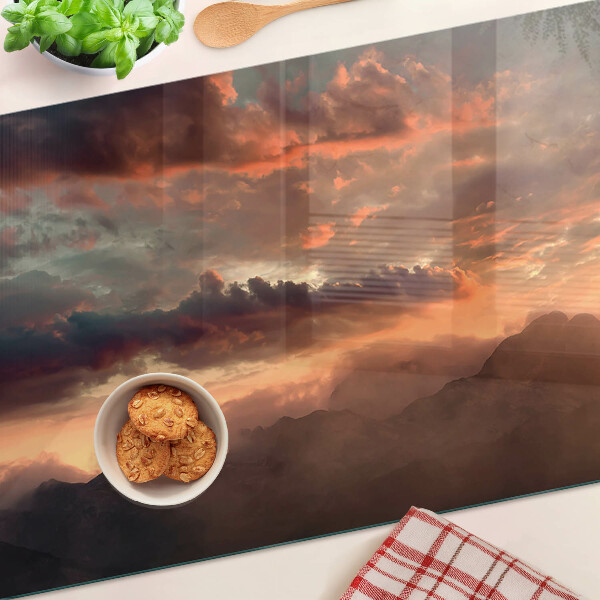 Planche à découper en verre Coucher de soleil sur les montagnes