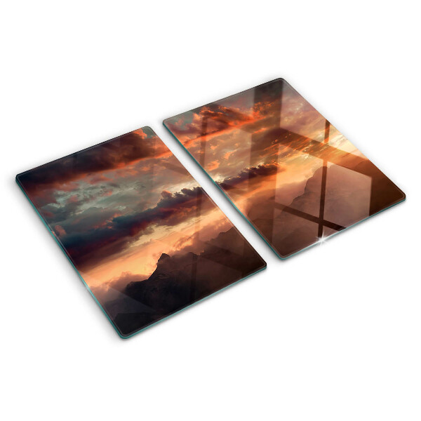 Planche à découper en verre Coucher de soleil sur les montagnes