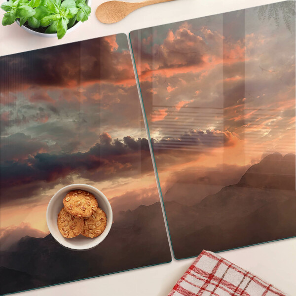 Planche à découper en verre Coucher de soleil sur les montagnes