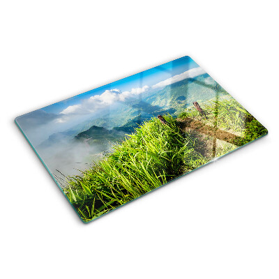 Planche à découper verre Paysage de montagne avec verdure