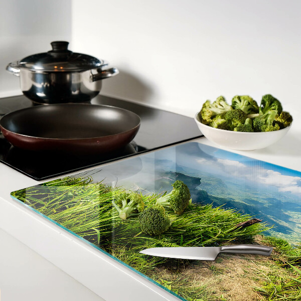 Planche à découper verre Paysage de montagne avec verdure