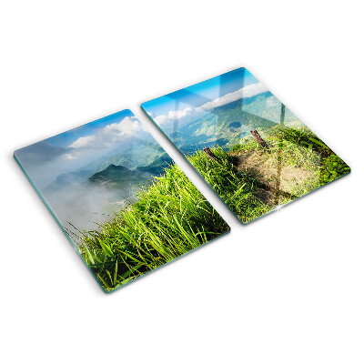 Planche à découper verre Paysage de montagne avec verdure