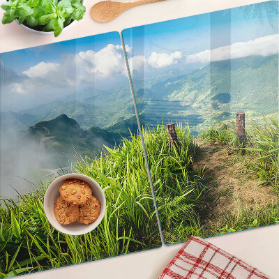 Planche à découper verre Paysage de montagne avec verdure