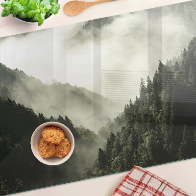 Planche à découper en verre Paysage de montagne avec brouillard