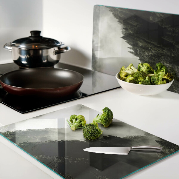 Planche à découper en verre Paysage de montagne avec brouillard
