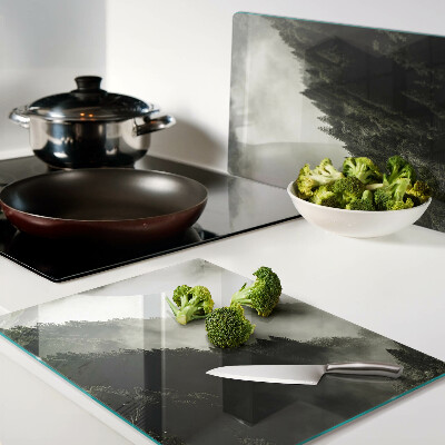 Planche à découper en verre Paysage de montagne avec brouillard