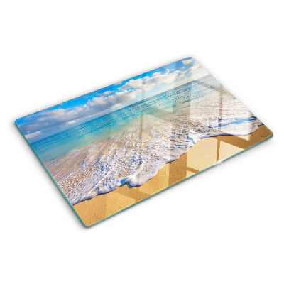 Planche à découper verre Plage avec vagues et nuages