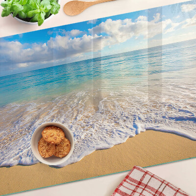 Planche à découper verre Plage avec vagues et nuages