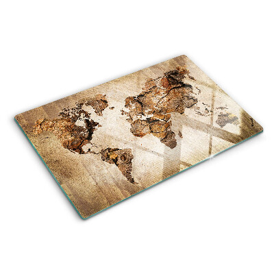 Planche à découper en verre Carte du monde vintage