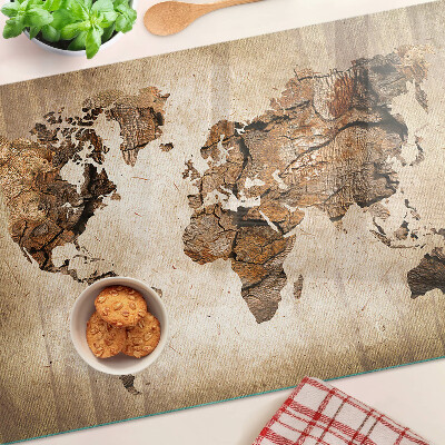 Planche à découper en verre Carte du monde vintage