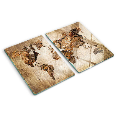 Planche à découper en verre Carte du monde vintage