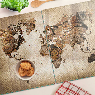 Planche à découper en verre Carte du monde vintage