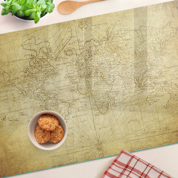 Planche à découper en verre Carte du vieux monde