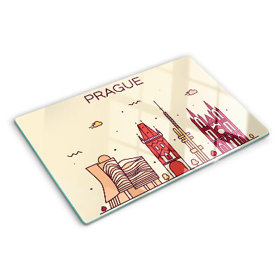 Planche à découper verre Prague - vue sur la ville