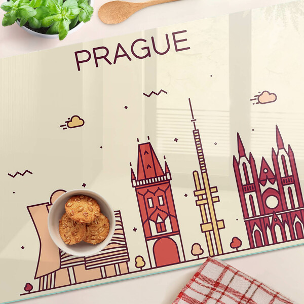 Planche à découper verre Prague - vue sur la ville