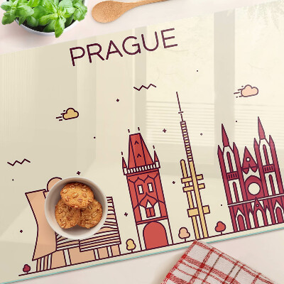 Planche à découper verre Prague - vue sur la ville
