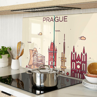 Planche à découper verre Prague - vue sur la ville