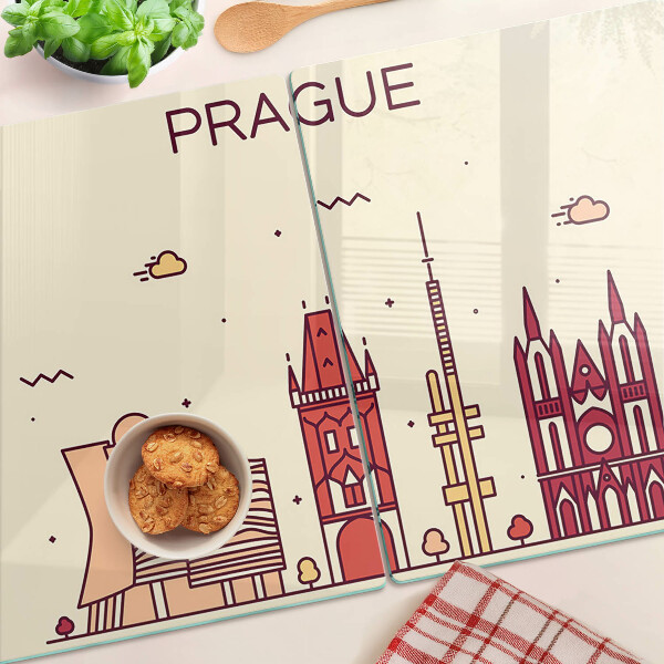 Planche à découper verre Prague - vue sur la ville
