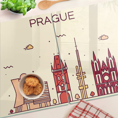 Planche à découper verre Prague - vue sur la ville