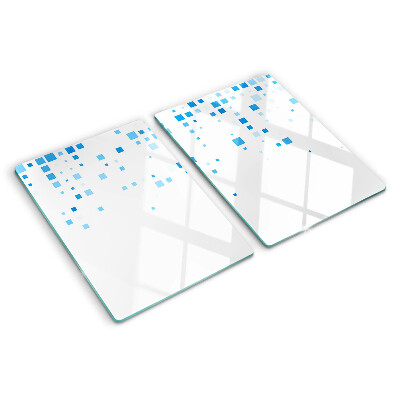 Planche à découper verre Carrés bleus sur fond blanc