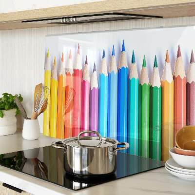 Planche à découper verre Crayons de couleur en rangée