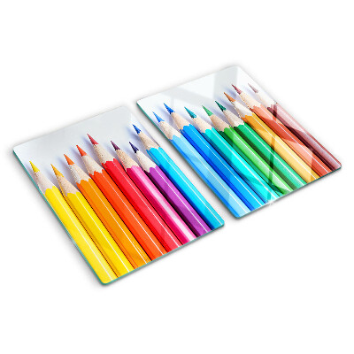 Planche à découper verre Crayons de couleur en rangée