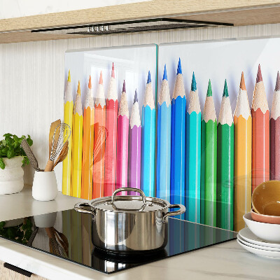 Planche à découper verre Crayons de couleur en rangée